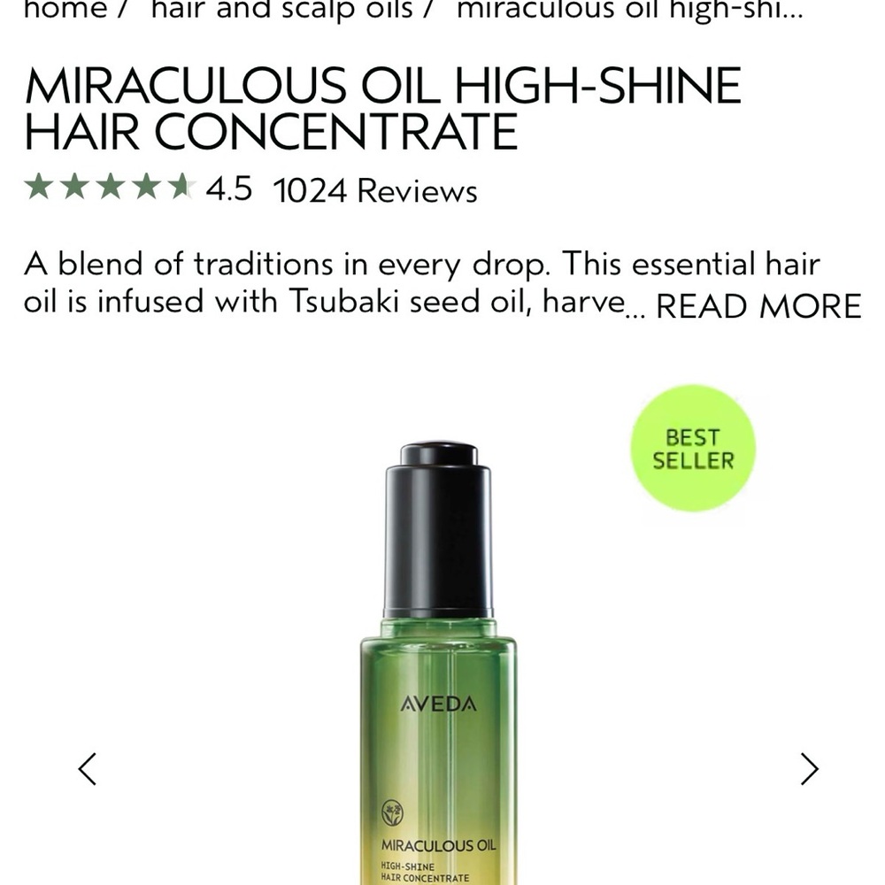 AVEDA Miraculous Oil High-Shine Hair Concentrate — Green with Black Cap